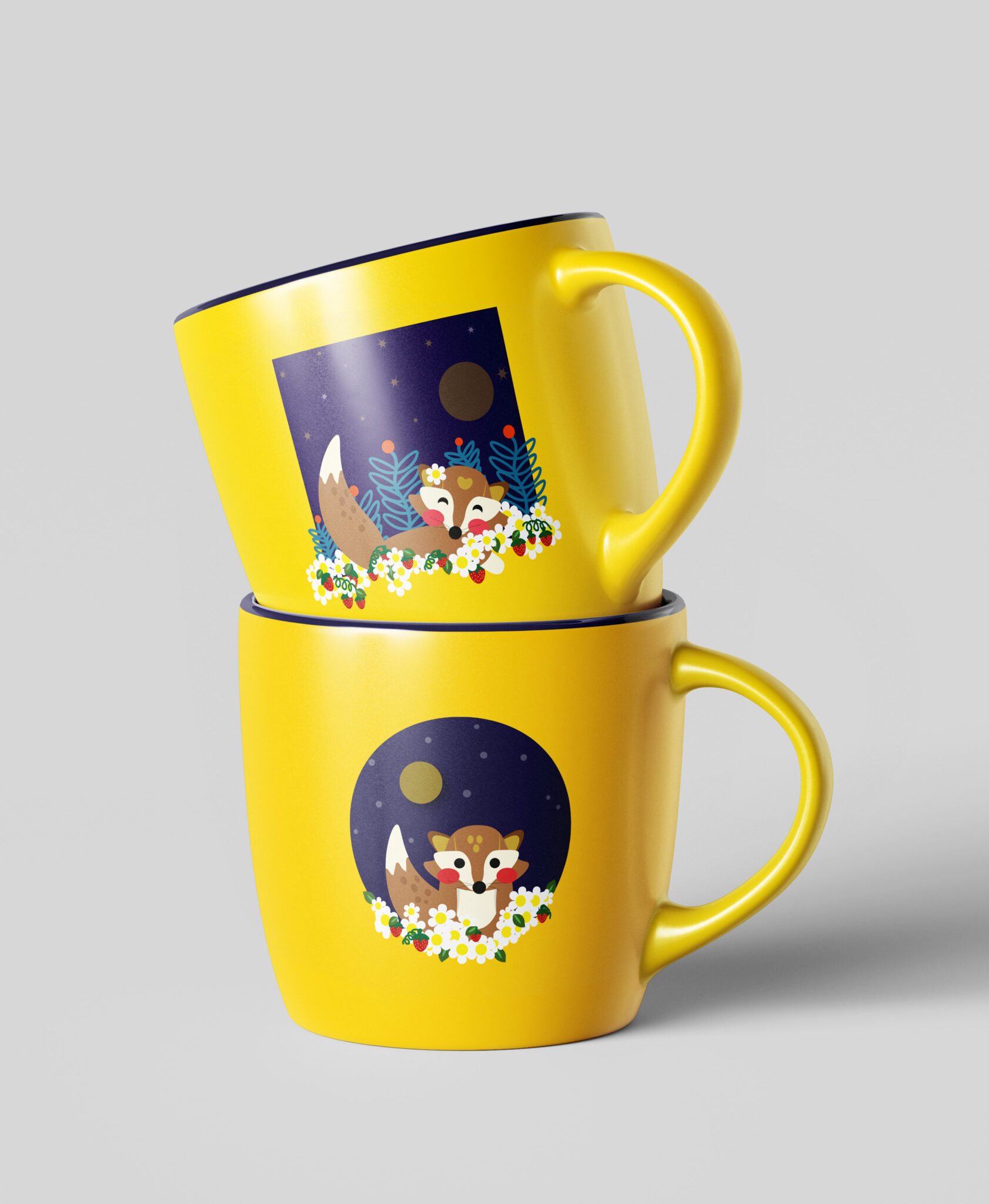 Design renards et la lune - Mugs - illustration graphique